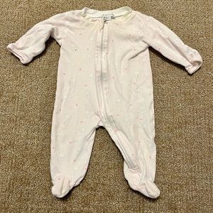 Kissy Kissy Baby Girl’s Pima Cotton Teddy Bear Print Pink Stripes Footie PJs